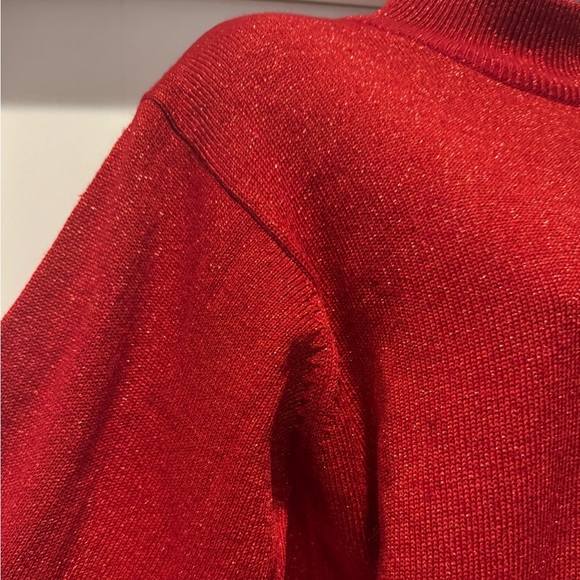 Dress Barn Women's Red Sweater Size L Metallic Thread Sparkly Classic Christmas - Picture 7 of 14